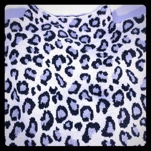 Cynthia Rowley silver snow leopard mock turtleneck